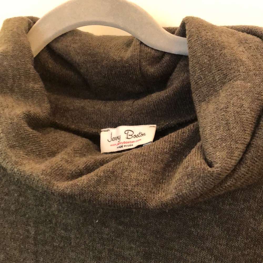 Moss green cowlneck crossfront sweater